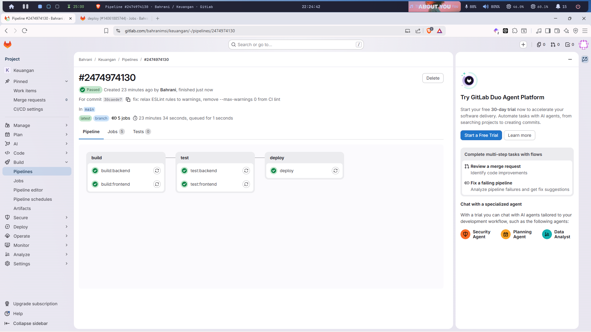 Deploy selesai dan berhasil!