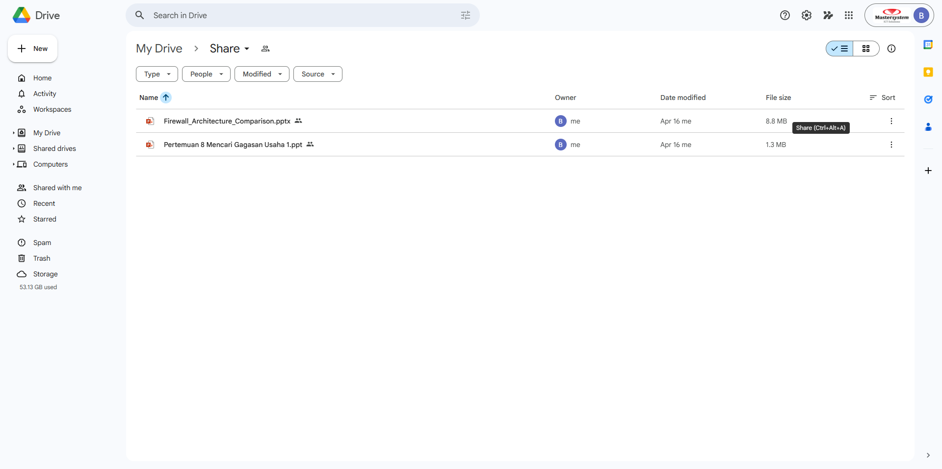 Tampilan google drive