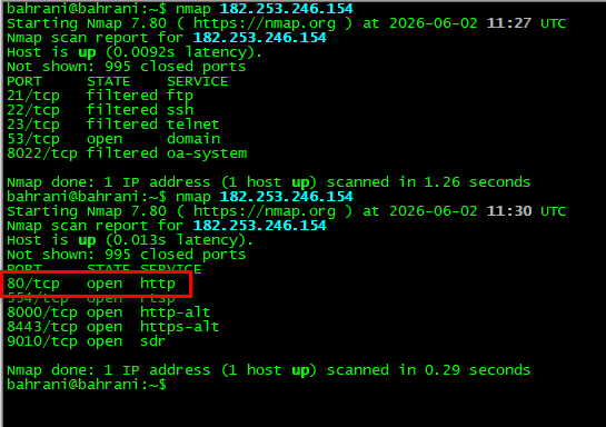 Nmap Setelah Port Forward
